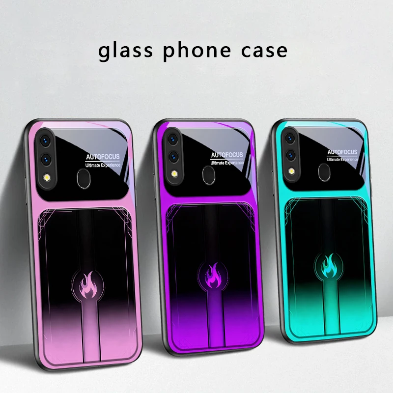 Dazzling purple flames For Samsung Galaxy A30 A31 A32 A33 A34 A35 A42 A30s A20 A25 A26 A51 A56 A54 A72 A73 A70 Glass Phone Case