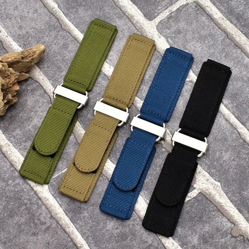 For Seiko Rolex Hook-and-loop fastener Nylon watch strap sport watchband strap Black blue green band High-quality buckle