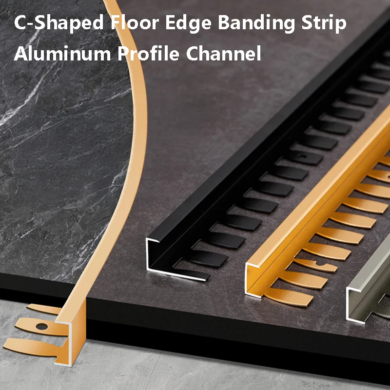 C-Shaped Floor Edge Banding Strip Aluminum Profile Channel Stair Step Edge Protector Bendable Linear Narrow Hard Strip Light