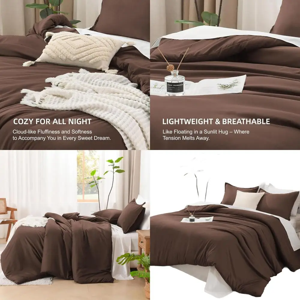 

Queen Size 3-Piece Lightweight Solid Comforter Set, All-Season Bedding with 90x90 Comforter and 2 Pillowcases