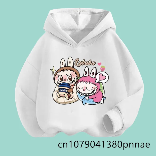 

Hot Labubu Kids Spring Autumn Hooded Sweatshirt Jogger Pants Set - Cute Cartoon Fleece Pullover Sweaters for Toddler Girls Boys