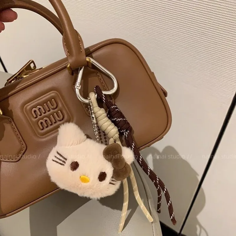 Anime Ins Nische Baseball Schwarz Leder Hellokitty Auto Schlüsselbund Tasche Anhänger Handgemachte Paar Kawaii Gewebt Lanyard Tasche Hängen Geschenk