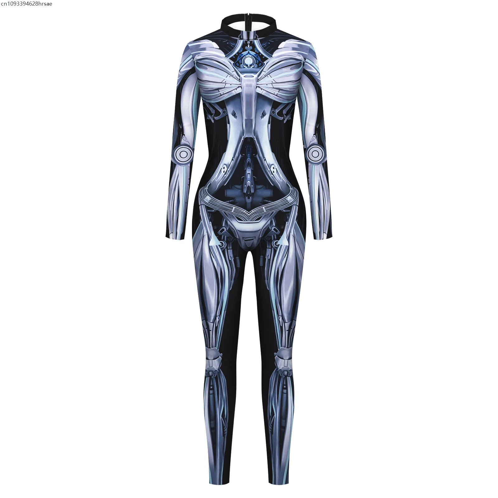 サイバーパンク機械鎧ジャンプスーツハロウィンパーティーコスプレスカルスチームパンク衣装弾性ボディスーツ女性男性ロンパース