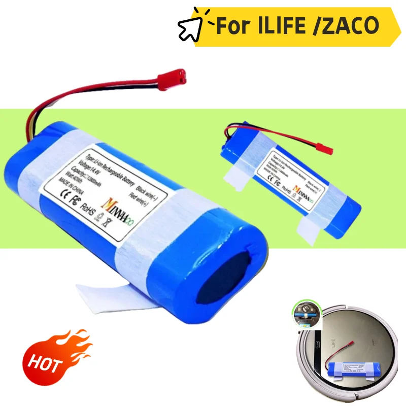 

∰New 14.4V 6800mAh 9800mah Good Quality Battery For ilife V50 V55 V8s V3sPro V5sPro V8s X750 Robot Vacuum Cleaner