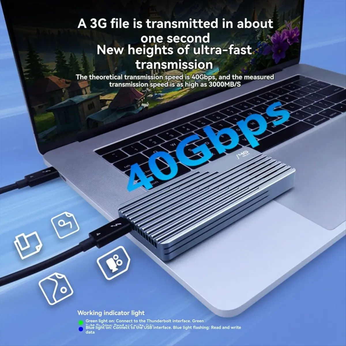 

Stable- M.2 SSD Enclosure 40Gbps M.2 NVMe Case USB4/USB3.2 Type C SSD Case Cooling for 2280/2230 SSD Disk for Thunderbolt 4/3 B