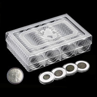 60Pcs 41mm Padded Case Clear Round Coin Capsule Holder Storage Organiser Boxes