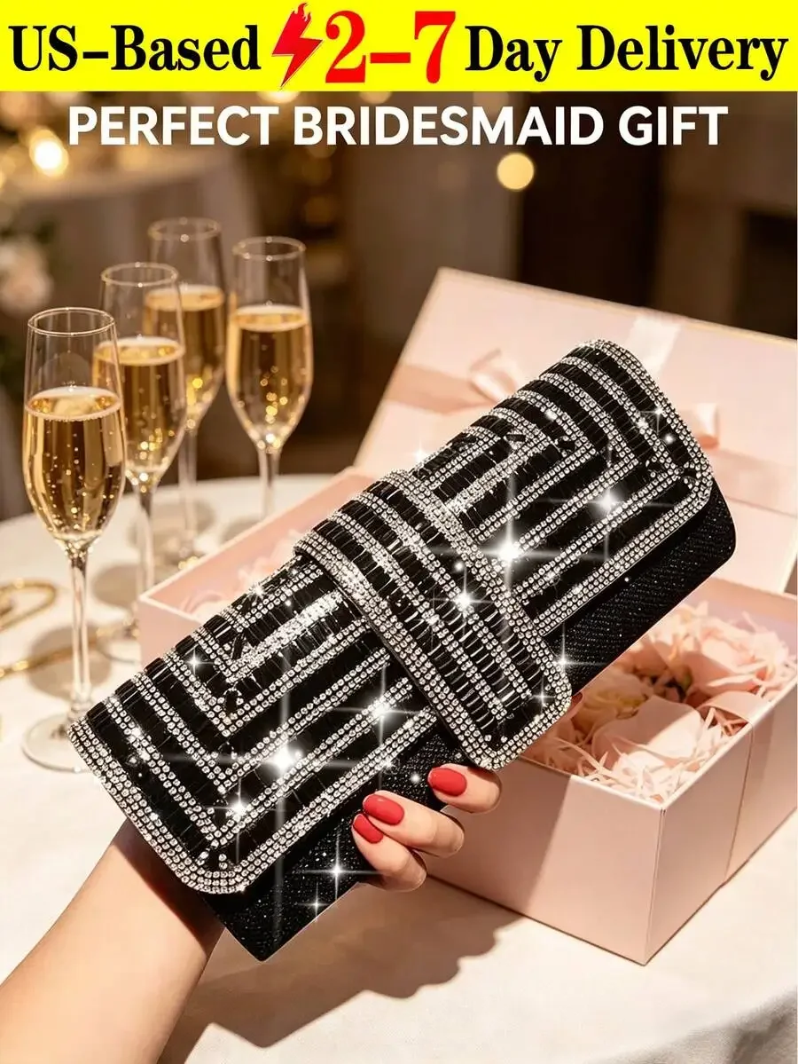 

Sparkling Geometric Rhinestone Clutch Purse For Women Evening Bag Bridesmaid Gift