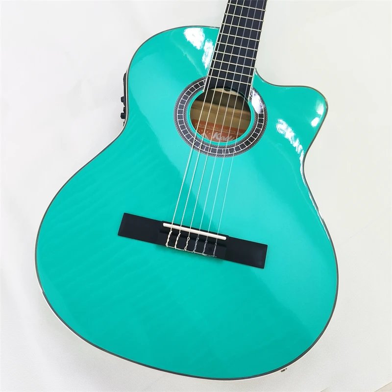 Thin Body Classical Guitar with EQ, Green Color, 39