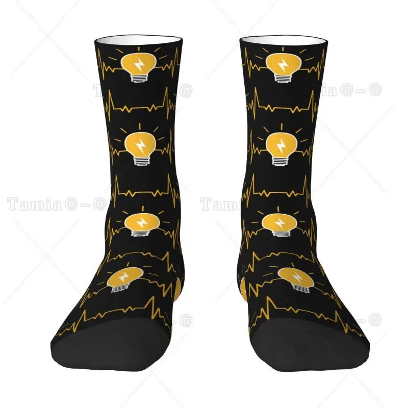 Electrician Heartbeat Light Bulb Men Women Crew Socks Unisex Electric Engineer Power Spring Summer Autumn Winter Dress Socks