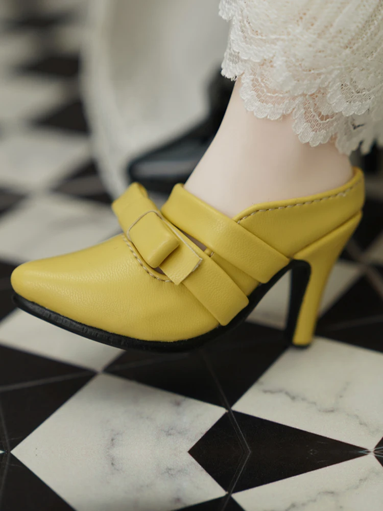 D09-P743 Kinder handgemachtes Spielzeug 1/3 SDGR Puppe BJD/SD Puppenschuhe gelb schwarz High Heels und Hausschuhe 1 Paar