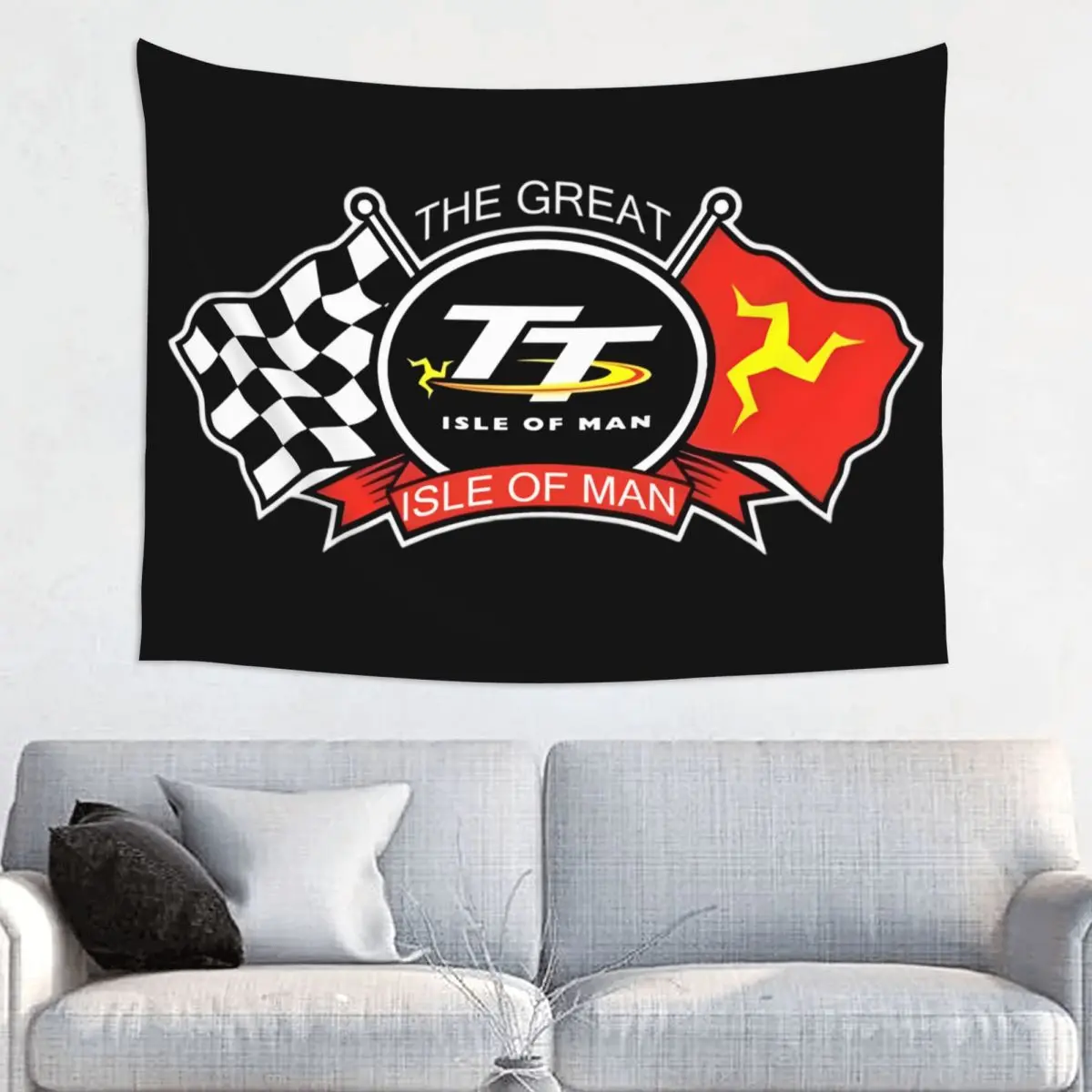 Isle Of Man Tt Motorcycle Race Tapestry Wall Hanging Hippie Polyester Tapestries Boho Wall Blanket Wall Decor 95x73cm