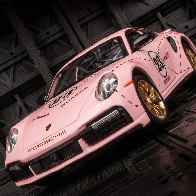 1:24 911 Turbo S alloy car model, doors can be opened, children's sound and light toys can be given as birthday gift to friends