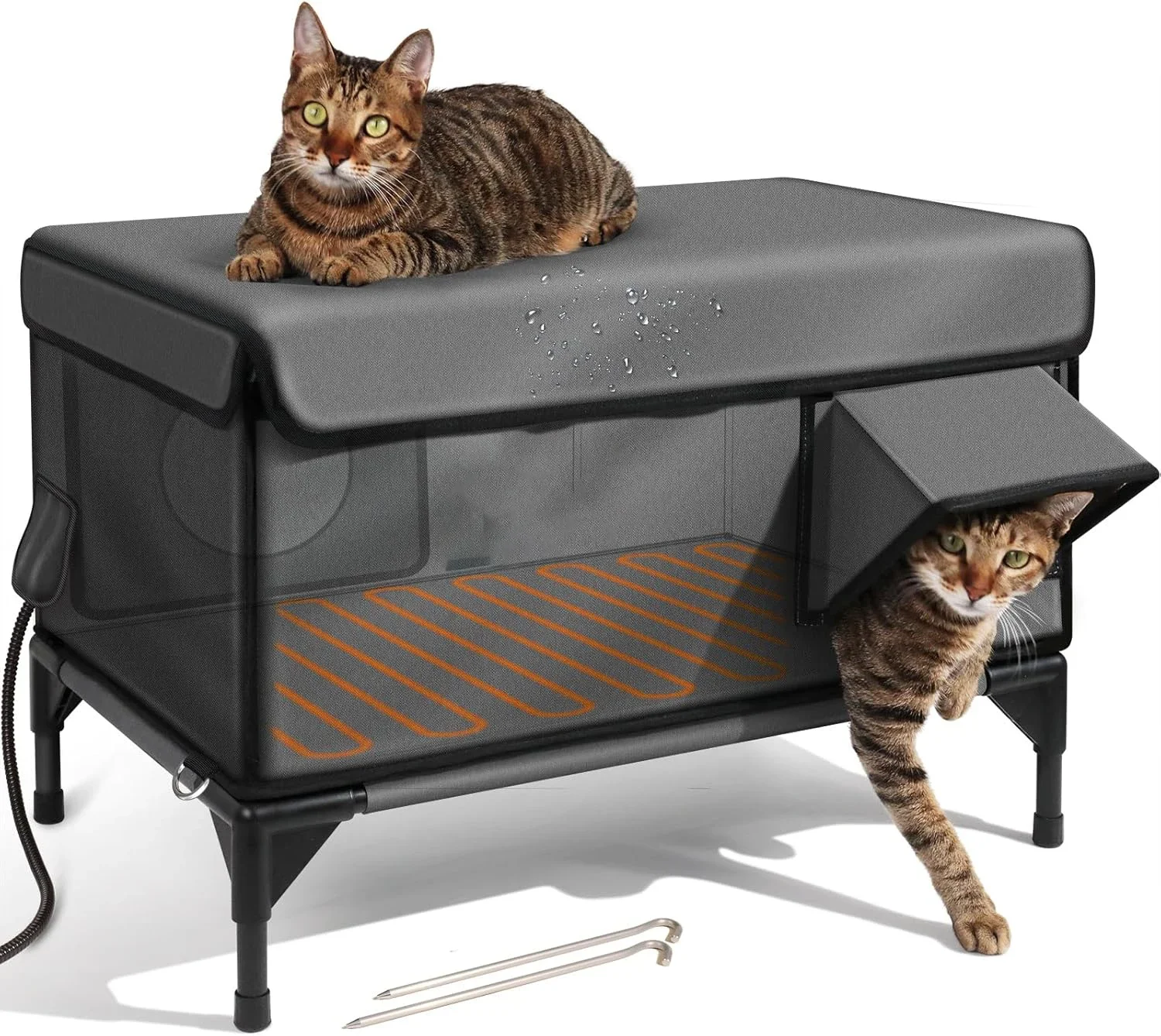 

Indestructible Heated Cat House Large Capacity Thermal Insulated Waterproof Foldable Oxford Outdoor Cat Shelter