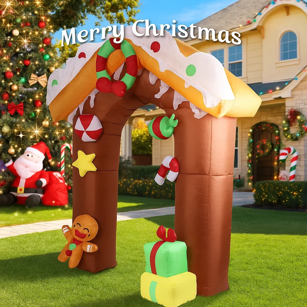 9.84FT مصباح ليد عيد الميلاد نفخ الزنجبيل منزل قوس اللعب ساحة الحديقة الطرف الديكور المنزل الحلي لوازم هدايا عيد الميلاد #2