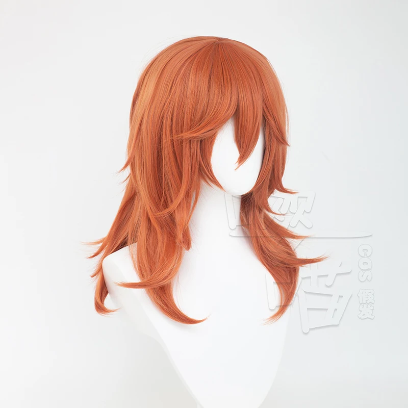 الملاك الشيطان بالمنشار رجل شعر مستعار تأثيري 60 سنتيمتر البرتقال الشعر الطويل للرجل امرأة الاتفاقية الهزلية فستان شعر مستعار زي حفلة اكسسوارات #2