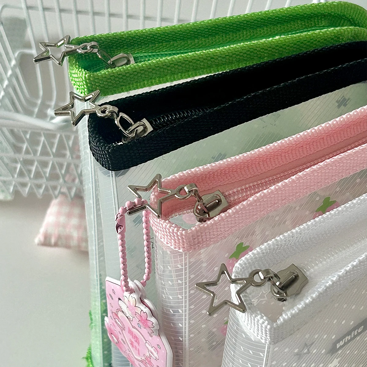 Cute A6 Stationery Storage Folder File PP Twill Zipper Pouch Document Bag Zip File Folder School Office Supplies