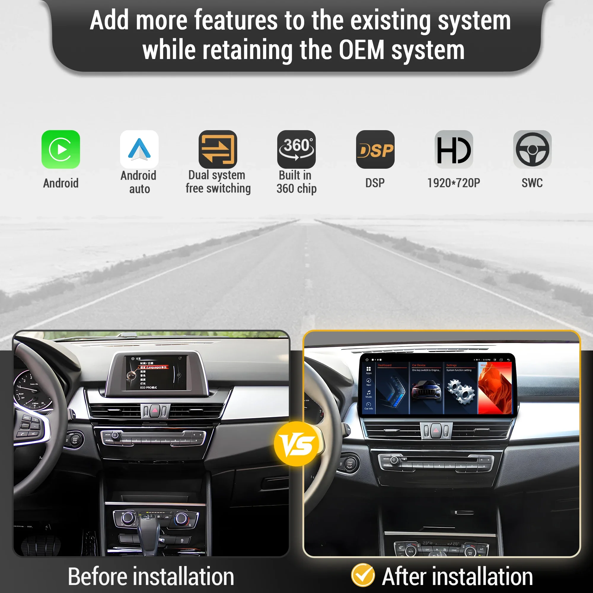 12.3 inch 4G Android 13 For BMW 2 Series F45 F46 2013-2019 Car Radio Wireless Bluetooth Carplay Head Unit Snapdragon 680 Screen