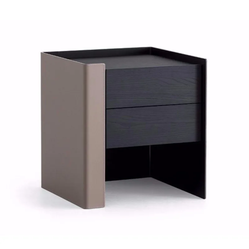 

Bedside table steel plate oil edge simple bedroom grid