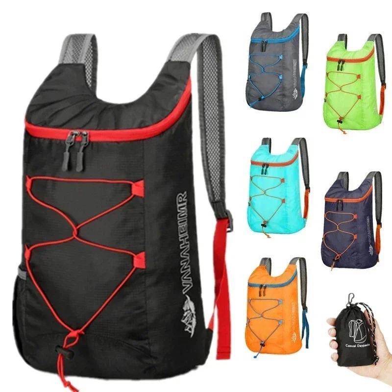 For Camping Hiking Travel Multifunctional Outdoor Folding Backpack High Density Lightweight Waterproof Nylon Fabric Sports Bag