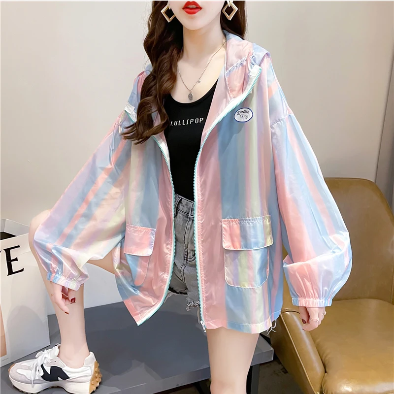 DAYIFUN-Thin Windbreaker Jackets Women Long Sleeve Sunscreen Clothing Cardigan Baseball Clothes Outdoor Cycling Top Summer Coats