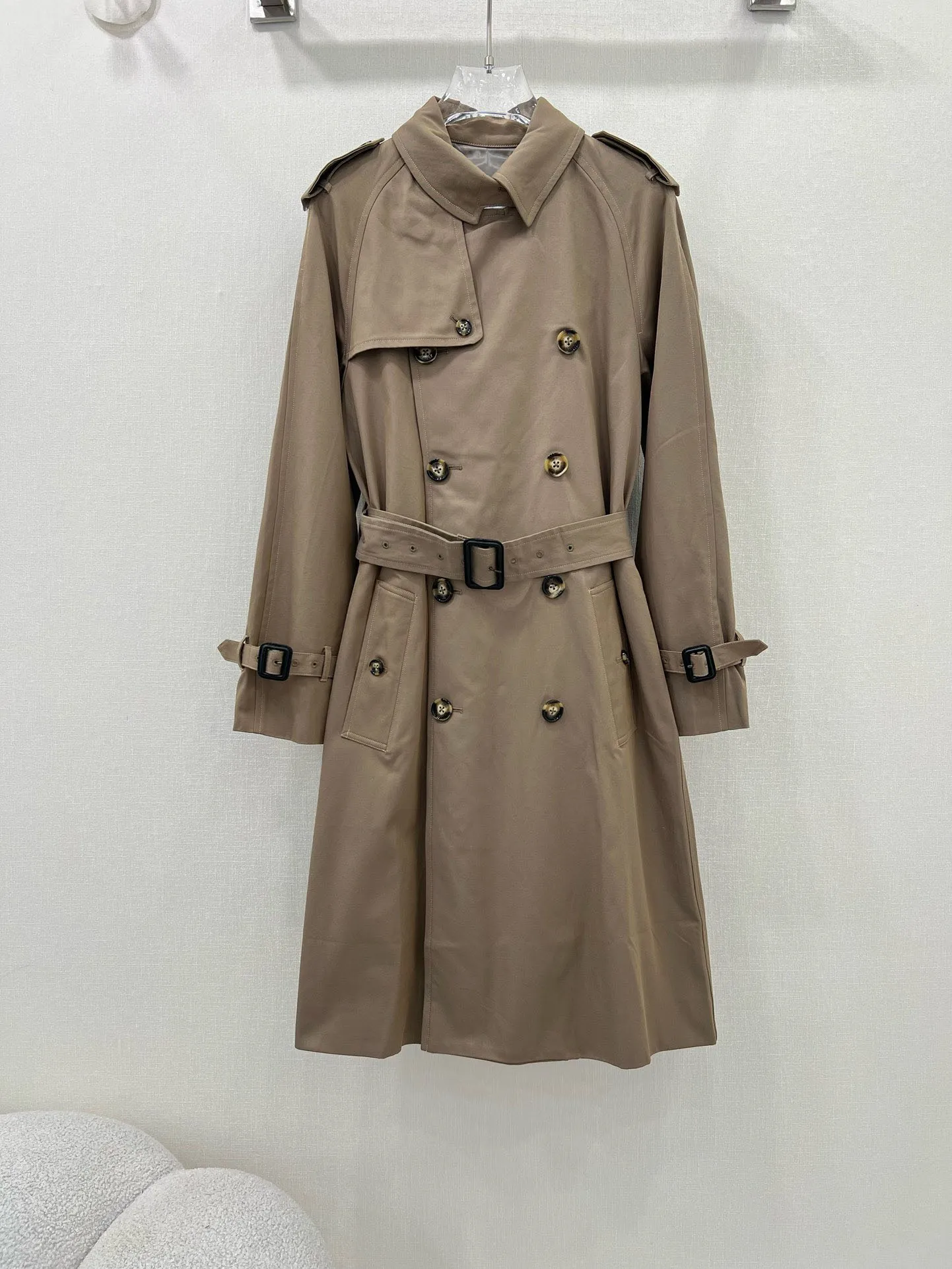 

2024 Summer and Autumn New High Quality Women's Clothing Classic khaki wool lace up trench coat 0719