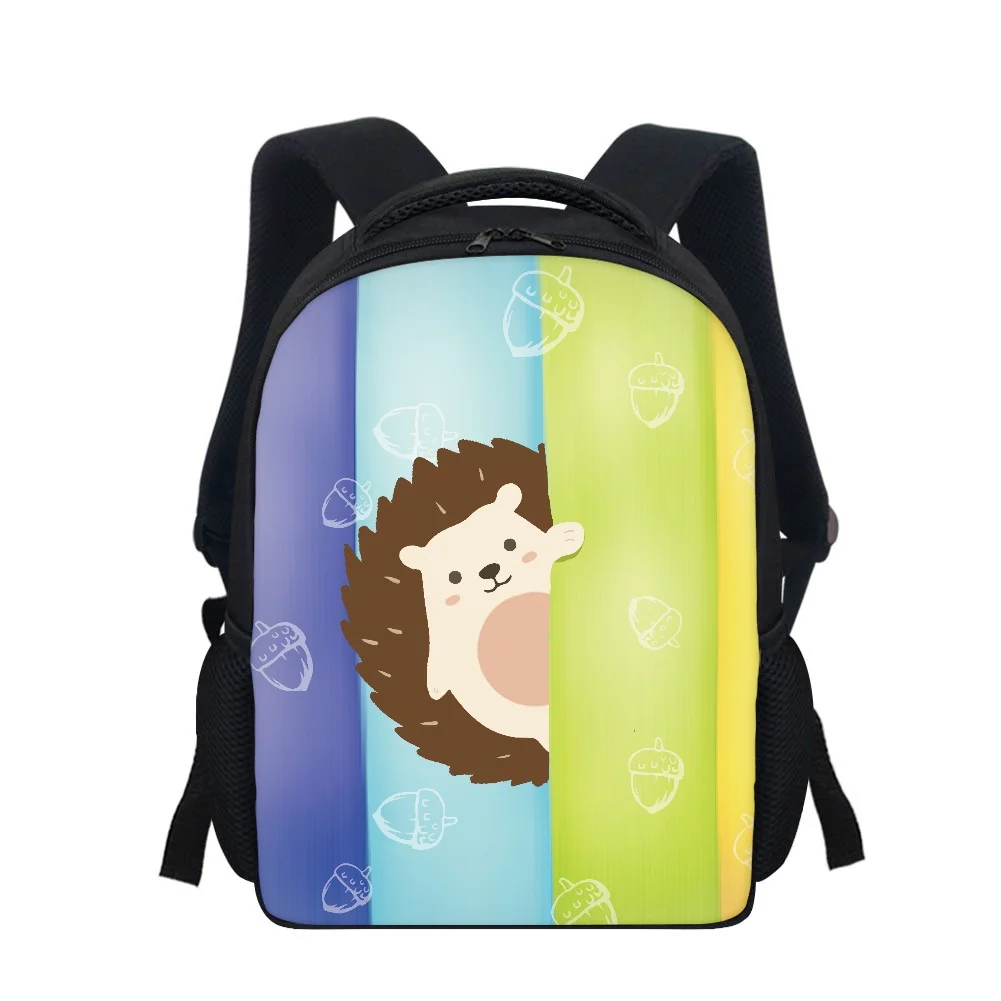 Bolsa de libros informal de 12 pulgadas para niños, mochilas escolares pequeñas con estampado de erizo de dibujos animados, mochila para niños,