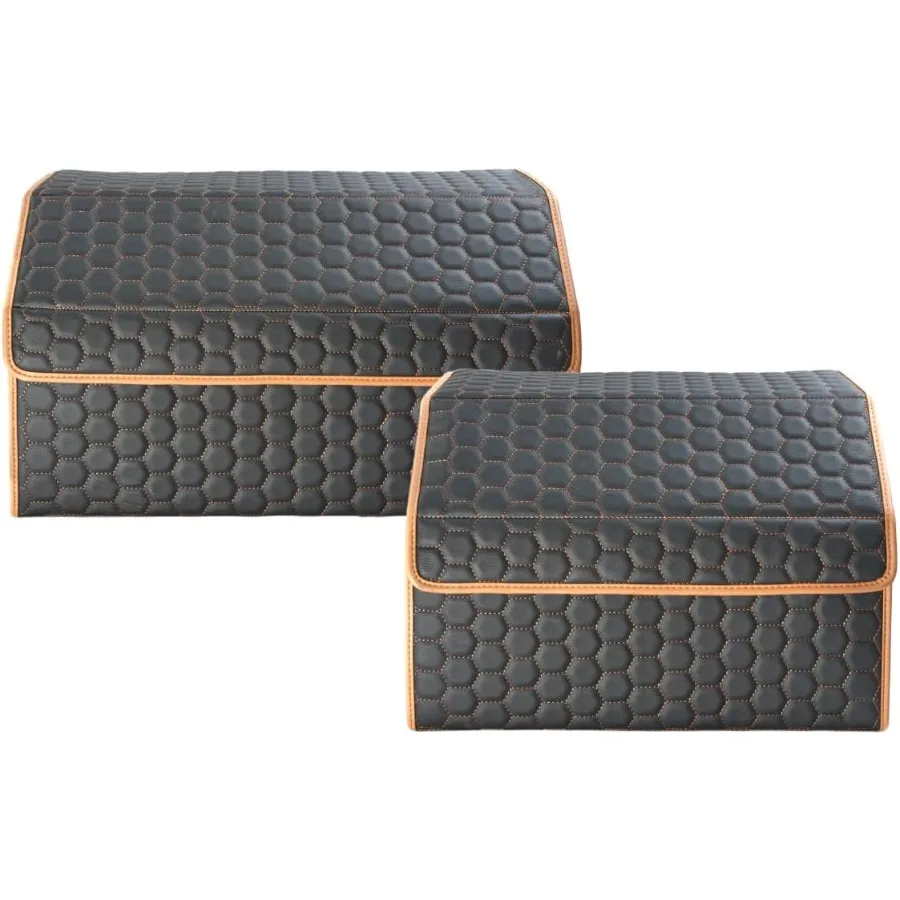 

Owleys Rear Cargo Organizer For SUV Set Of 17.7" and 21.6" Eco-Leather Crates Foldable Car Storage With Magnetic Lids Durable C