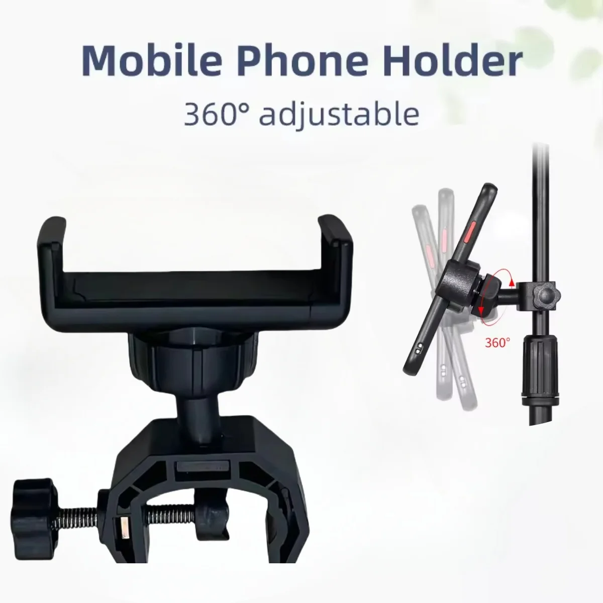 Phone/Mic Stand Universal C-Clip Design 360° Rotating Phone Holder for Boom Arms, Microphone Stands image 3