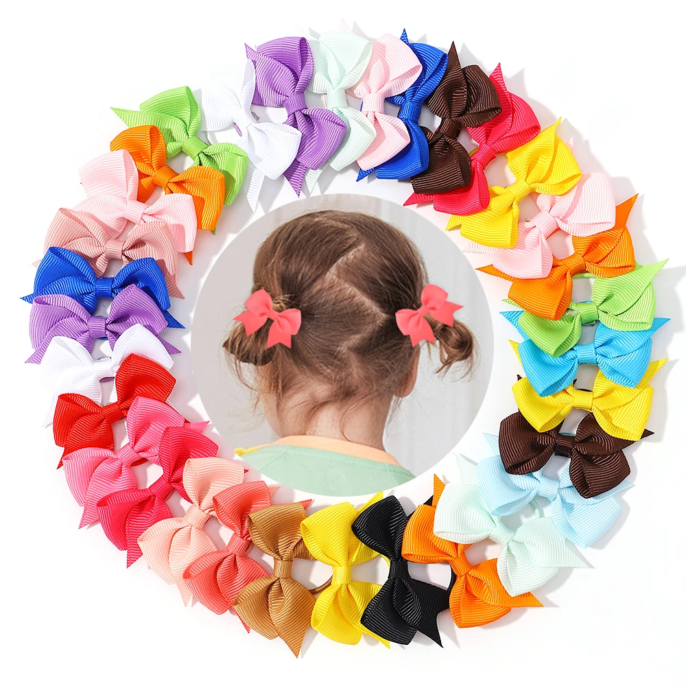 10Pcs/lot Grosgrain Ribbon Pigtail Bows Elastic Hair Ties Hair Bands Holders New Year Hair Accessories for Baby Girls Gift