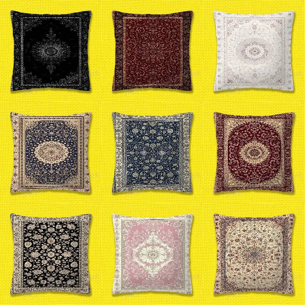 

Persian Carpet Floral Pattern Throw Pillow Case For 50x50cm 40x40cm 55x55cm 45x45cm 30x30cm Square Bedroom Pillowcase Cover