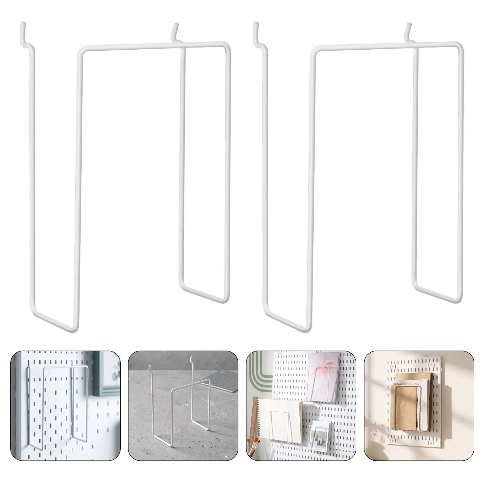 5Pcs Wall Mounted Magazine Holder Pegboard Organizer Shelf Rack Adjustable Mail Document Holder Office Storage