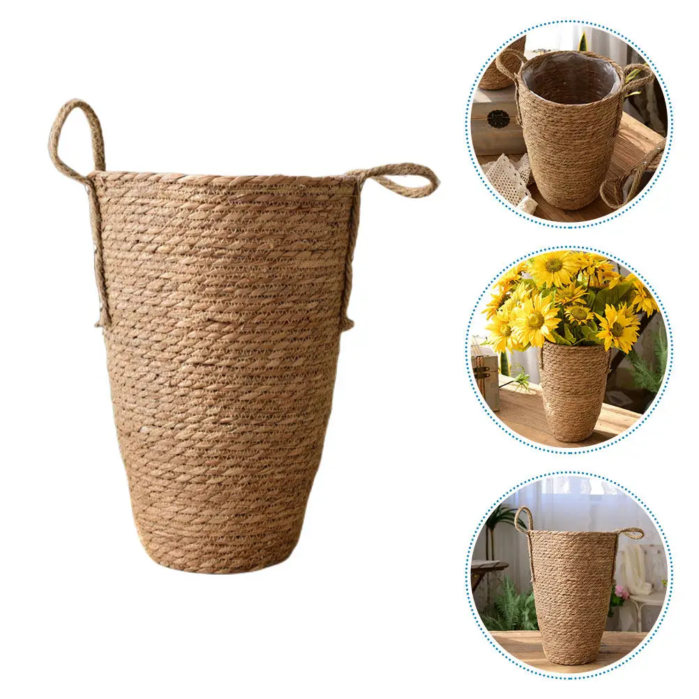 

Прочная плетеная корзина для цветов ручной работы, декоративная корзина для балкона и сада, большая многофункциональная корзина-кашпо для использования в помещении и на улице