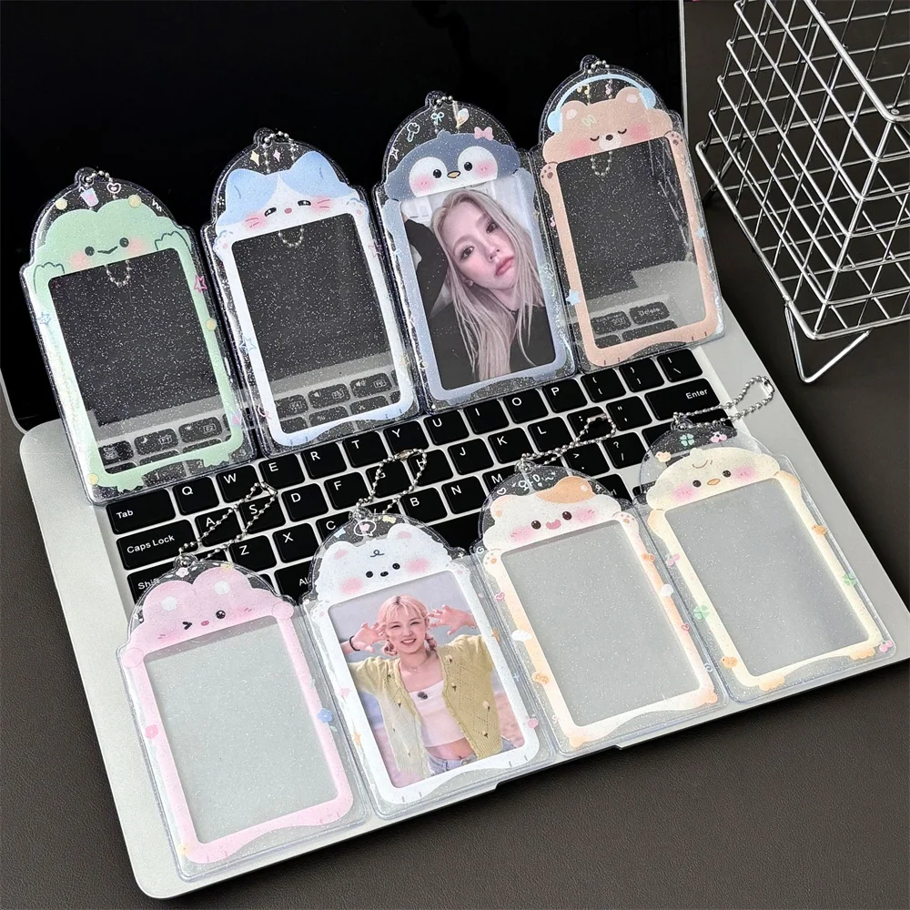 

New Shiny Transparent Cute Photo Card Holder Cartoon 3 Inches Korea Idol Photo Sleeves INS Bus Student Card Storage Stationery