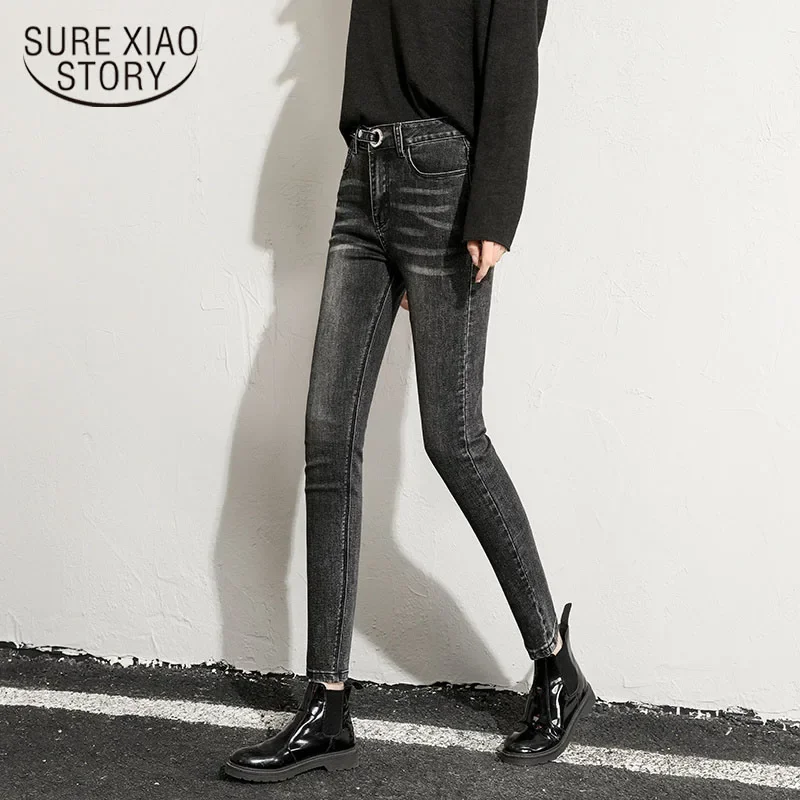 Skinny High Waist Jeans Woman 2022 Autumn Fashion Jeans All-match Pencil Pants Woman Denim Trousers with Korean Style 10832