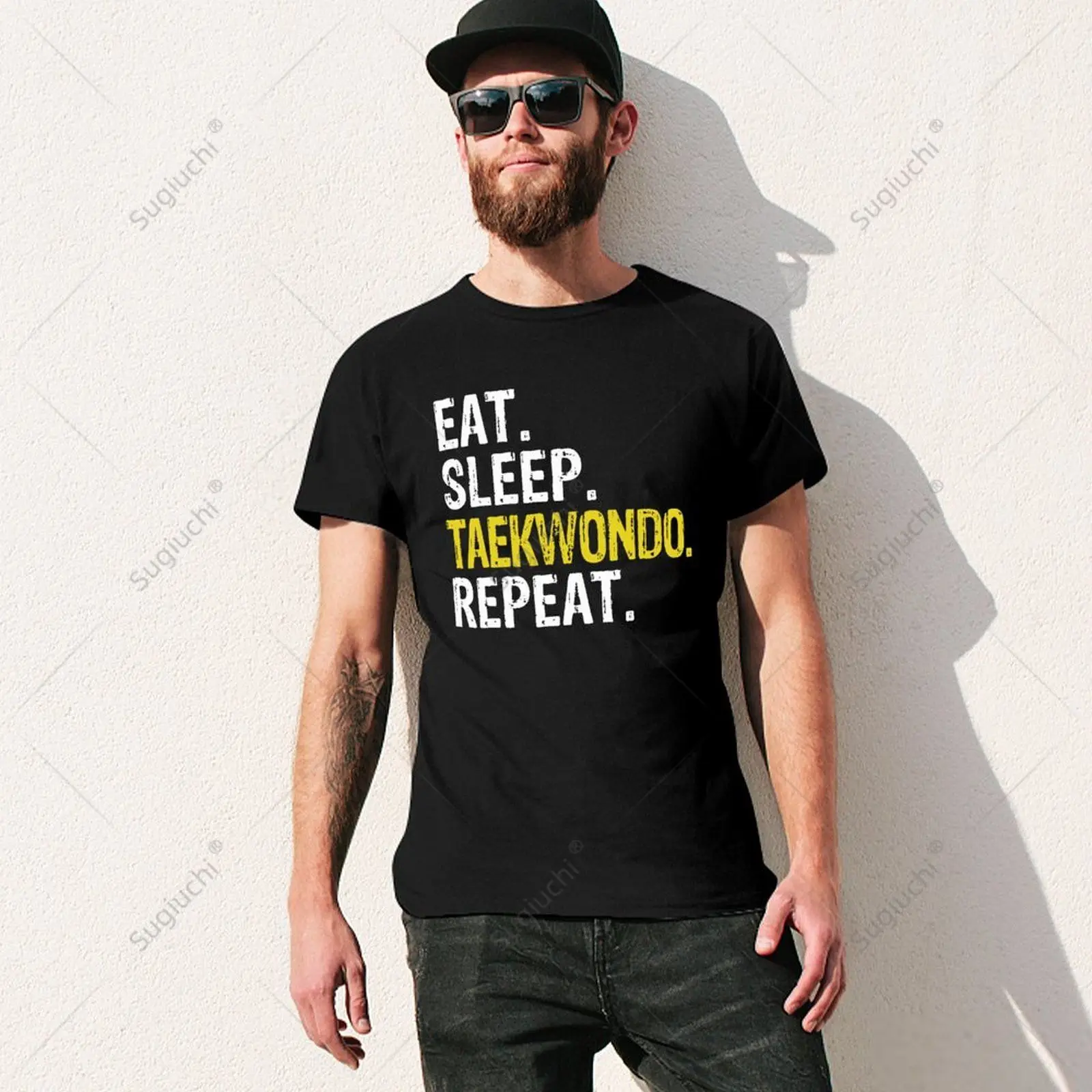 Unisex Men Eat Sleep Taekwondo Repeat Gift Tshirt Tees T Shirts Women Boys 100% Cotton T-Shirt