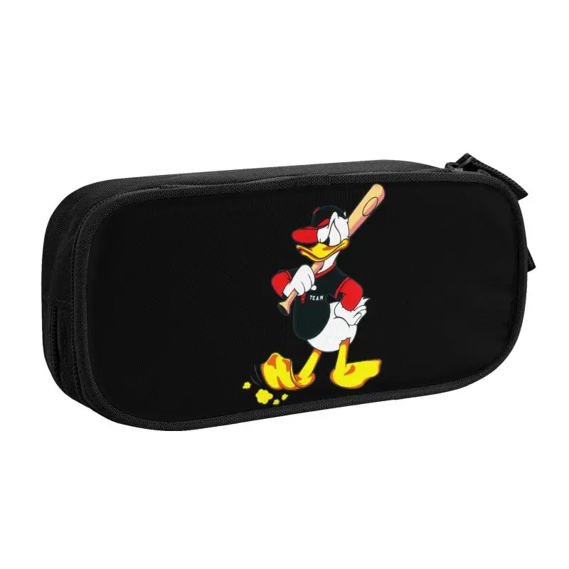 Custom Donald Duck Baseball Anime School Pencil Cases Girls Boys Big Capacity Pencil Box Students Stationery