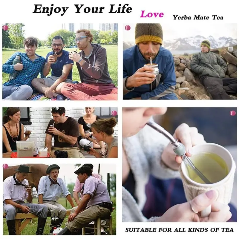 AEE8-2 Pcs Yerba Mate Stainless Steel Straws- Bombilla For Mate Gourd Drinking Removable Head Filter, With Cleaning Brush