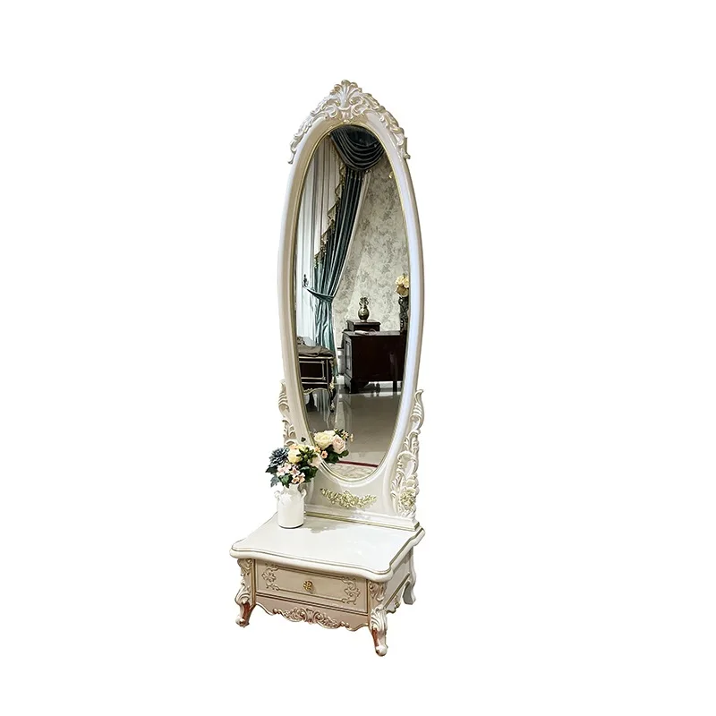 Wall Mirror Solid Wood Gray Bedroom Easy Assembly Sturdy Durable Stable Construction Space Saving Comfortable Waterproof