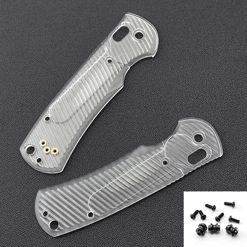 Custom Made Transparent Acrylic Grip Handle Scales For Genuine Benchmade Griptilian 551 Knives With Support Shaft Screw DIY Part