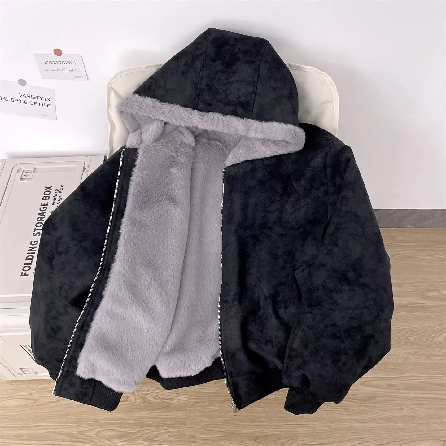 

Heavyweight Zipper Hoodie Men's Loose Fit American Casual Sportswear Cotton Jaet for Autumn Winter Large Size 250 Pou