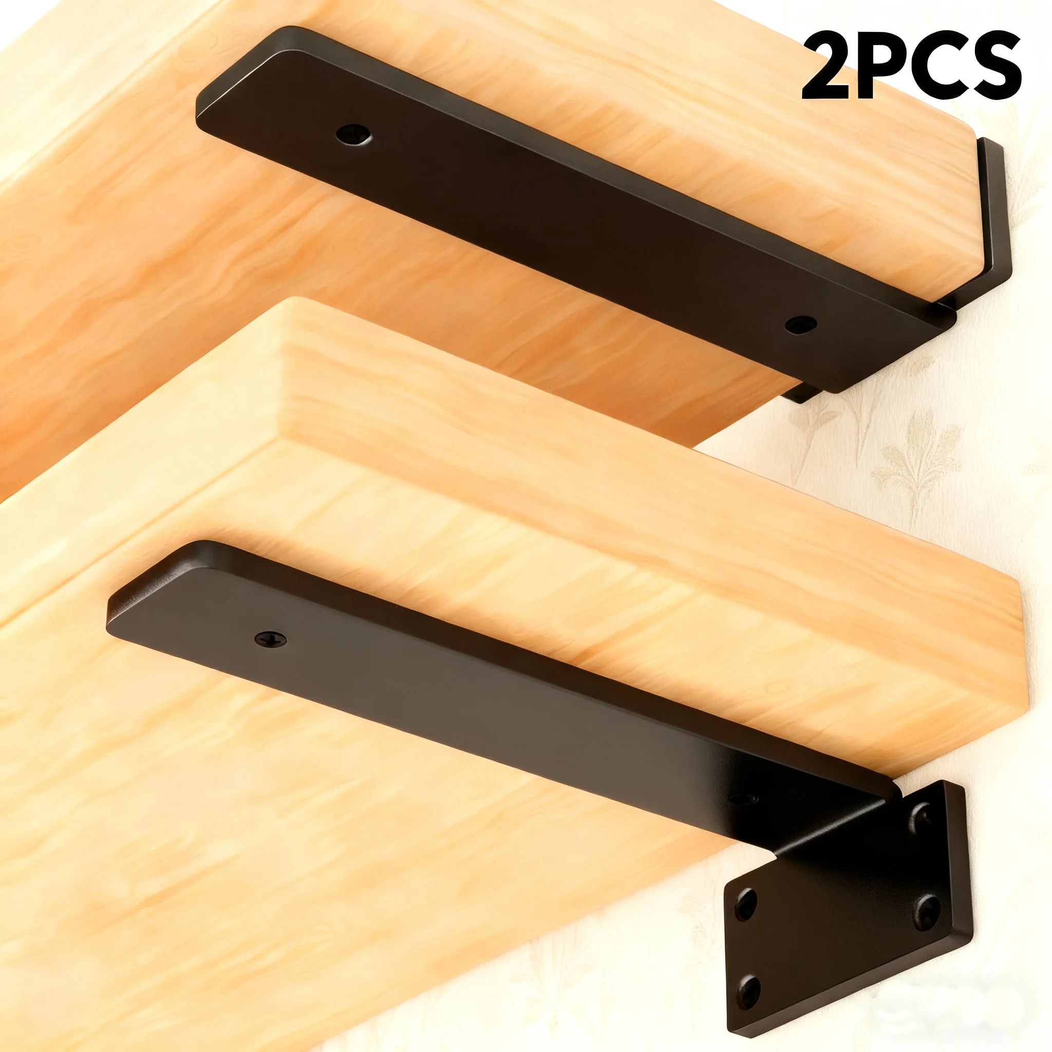 

2PCS Heavy Duty Floating Shelf Brackets Accessories Metal Black Coated Wall Shelf Support Wall Mount Cast Iron Shelves Brackets