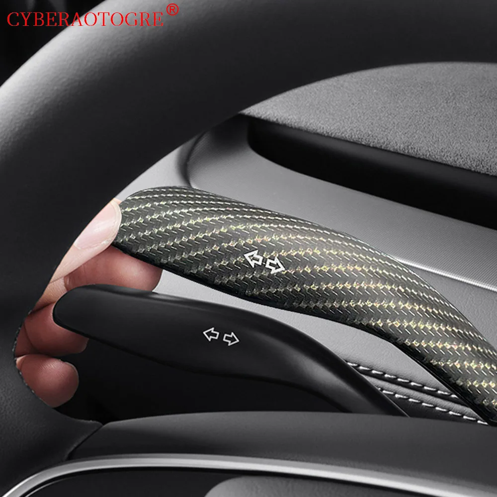 

Для Tesla Model Y Juniper 2025 защитная крышка рулевого колеса с узором из углеродного волокна ABS защита ручки рычага рулевого управления