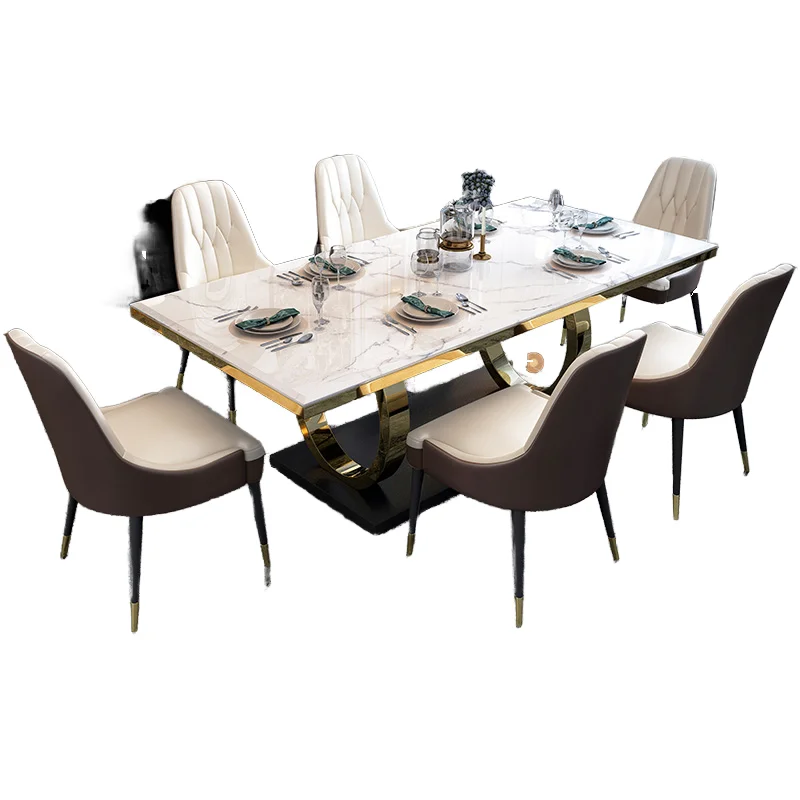

^&Modern Sintered Stone Marble Top Dining Tables Set Dining Room Furniture Dropshipping Dining Table Set