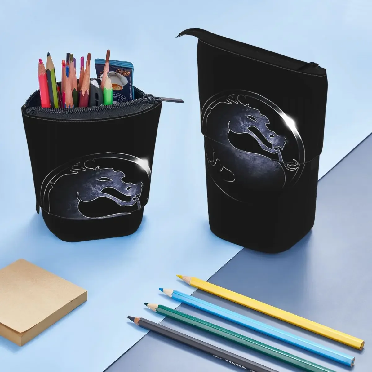 Mortal Kombat Logo Reversible Pencil Case for Students Gifts Pen Box Pencil Bag Stationery Supplies Pen Holder Bag