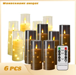 6Pcs/set Flameless LED Candles with Timer 3D Wick Flickering Flameless Candles for Romantic Ambiance Wedding and Home Decoration