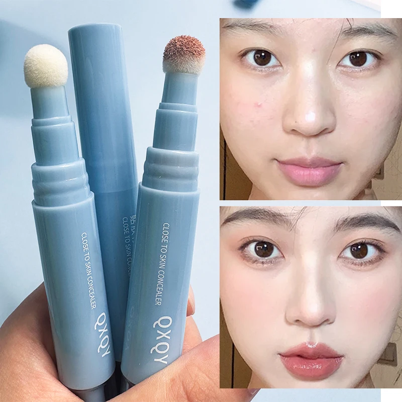 QXQY 薄型コンシーラークリーム エアクッション 毛玉スポンジヘッドコンシーラー リキッドペン 目じりを明るくし、黒ずんだ目をカバー
