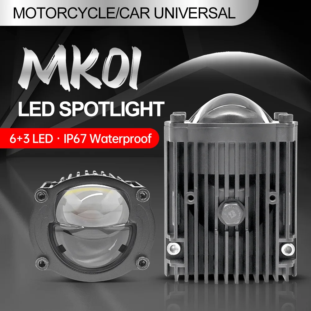 1.8 بوصة 100 واط مصفوفة ثنائية LED دراجة نارية المصباح مقاوم للماء مدفع صغير الأضواء 12-80 فولت اختراق اكسسوارات السيارات