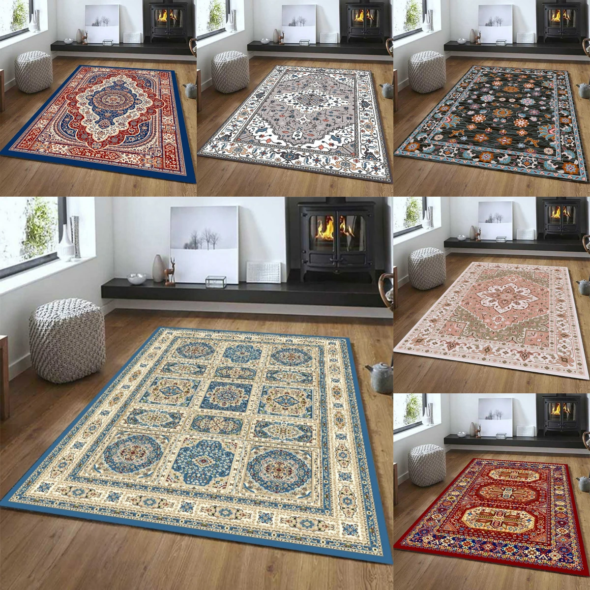سجادة على الطراز الفارسي العتيق قابلة للغسل، سجادة أرضية خفيفة الوزن لغرفة النوم وغرفة المعيشة، سجادة عتيقة حديثة ناعمة ومريحة #1