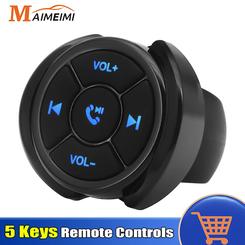 5 Keys Wireless Car Remote Controller Media Player Universal Car Bike Steering Wheel Button MP3 Music Play for IOS Android Phone