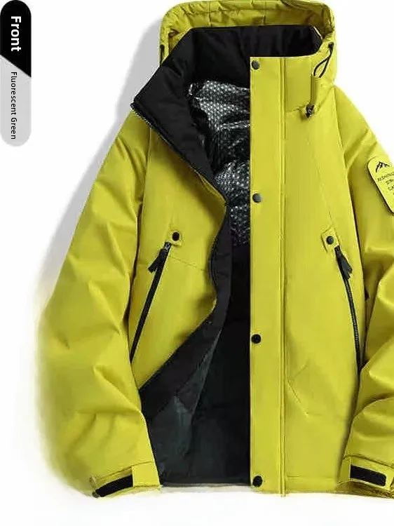 

Outdoor Men's Thiened Cotton Jaet Winter Warm Windproof Waterproof Hat Cotton Coat Reflective Inner Breathable Casual